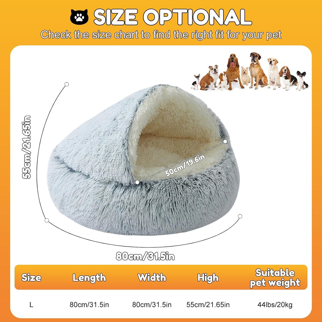 2-in-1 Dog Bed: Upgraded Aluminum Rim Support & Non Slip Bottom - Cozy Cave + Blanket for Large Medium Dogs Under 20