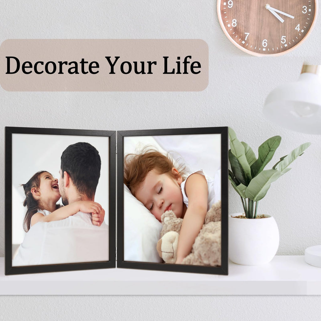 8x10 Double Picture Frames Hinged Folding Photo Frames Black