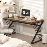 Computer Desk, Modern Home Office Desk, Industrial Wood and Metal Study Writing Work PC Table Living Room, Rustic Oak