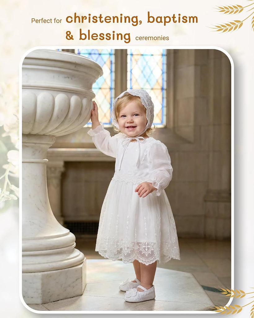 Flower Baby Girl Dresses Baptism Outfits with Shoes Set