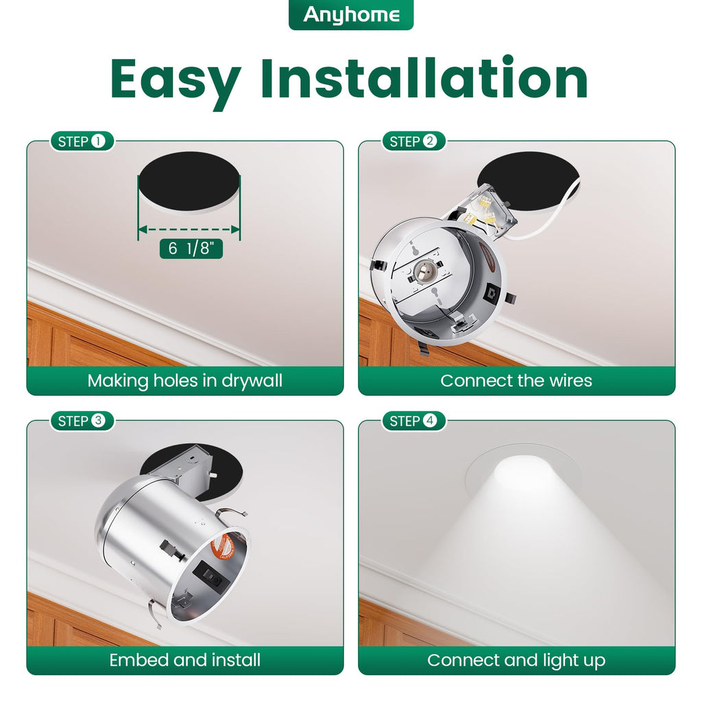 6 Pack 6 Inch Recessed Lighting Housing Remodel,Can Light Housing