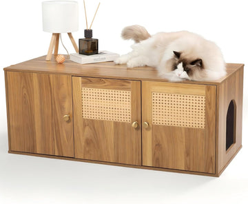 Cat Litter Box Enclosure Furniture with Storage, 42.5"L x 18.5"W x 16.9"H