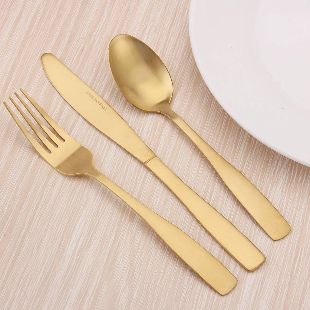 Matte Gold Silverware Set, Satin Finish 40-Piece Stainless Steel Flatware set, Tableware Cutlery Set Service for 8