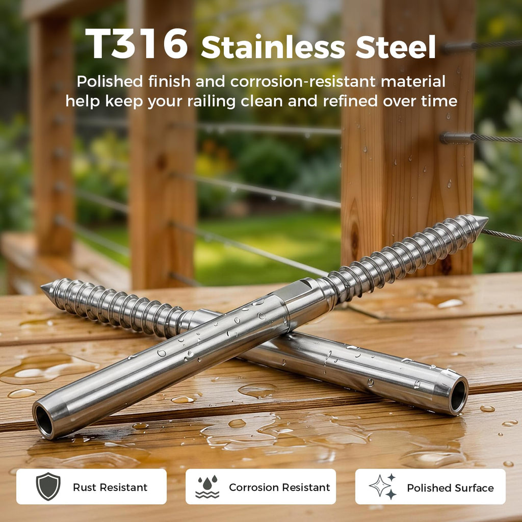 40 Pack 3/16" Stainless Steel Cable Railing kit for Wood Post