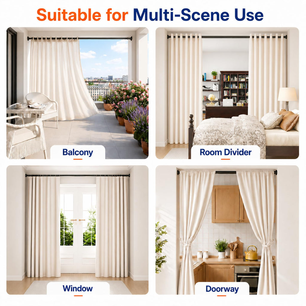 Heavy Duty Tension Curtain Rod for Window, 83-123 In., Secure Lock
