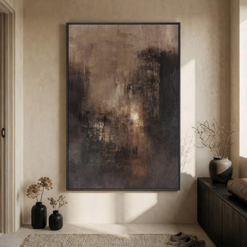 Extra Large Framed Brown Abstract Wall Art, Vertical 40x60