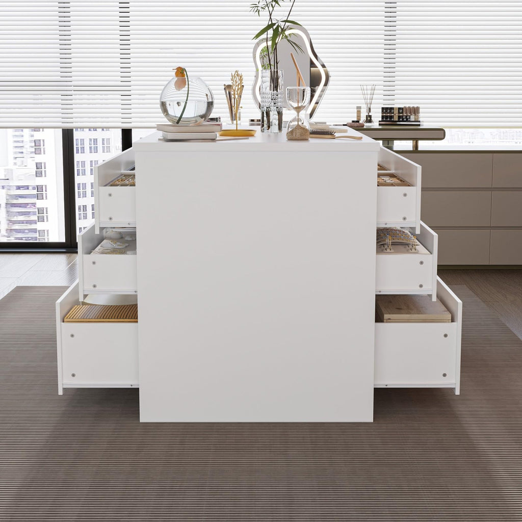 Armoire Bedroom Wardrobe Closet Island with 12 Drawers & Flip Door, Walk in Closet Island with Storage Bench, Islands