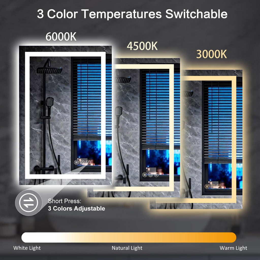 28"x 36" LED Bathroom Mirror with Lights, Backlit & Front Lit Vanity Mirror