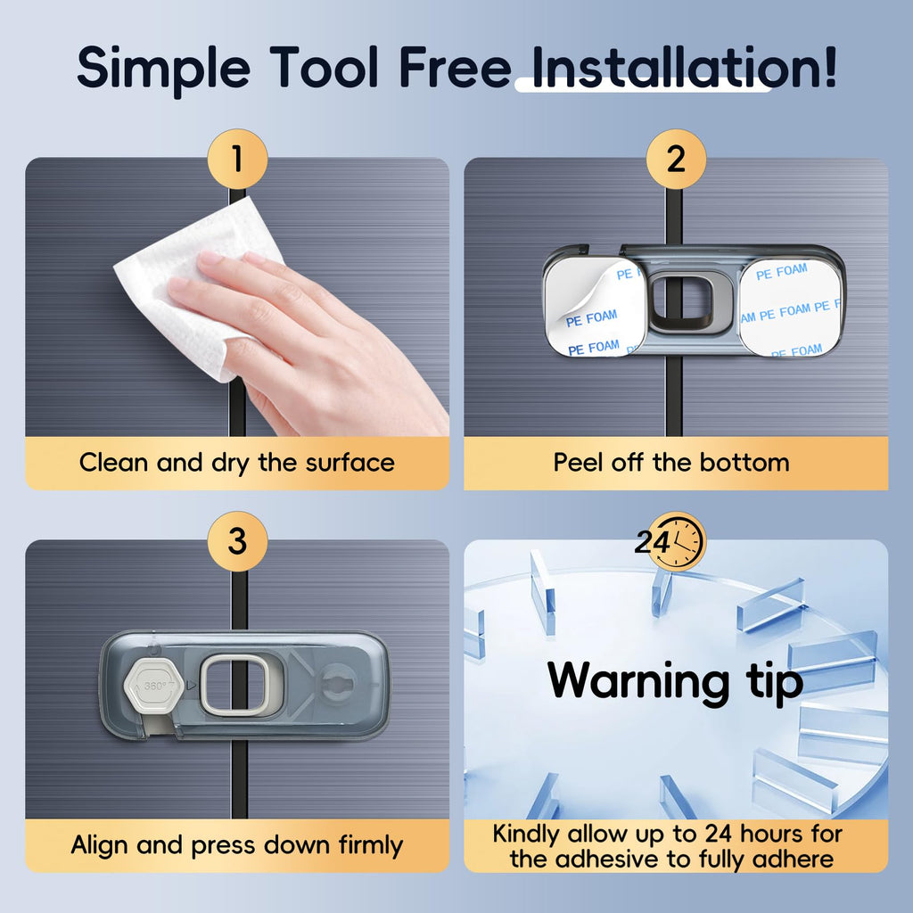 5-Pack Fridge Locks, Child Proof Refrigerator/Freezer Door Lock, Child Safety Cabinet Lock with Adhesive Pads
