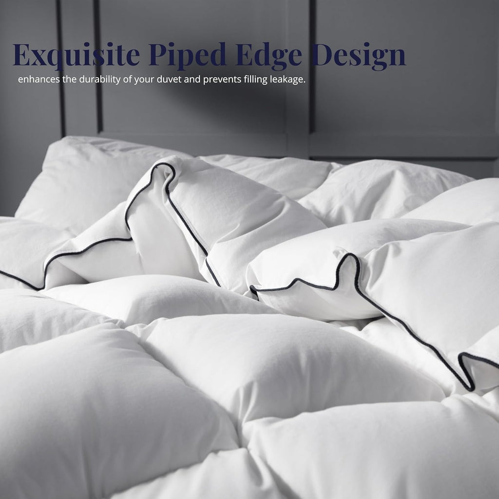 Goose Feather Down Comforter Twin - 100% Cotton Ultra Fluffy Duvet Insert Twin, 1200TC, 850+FP