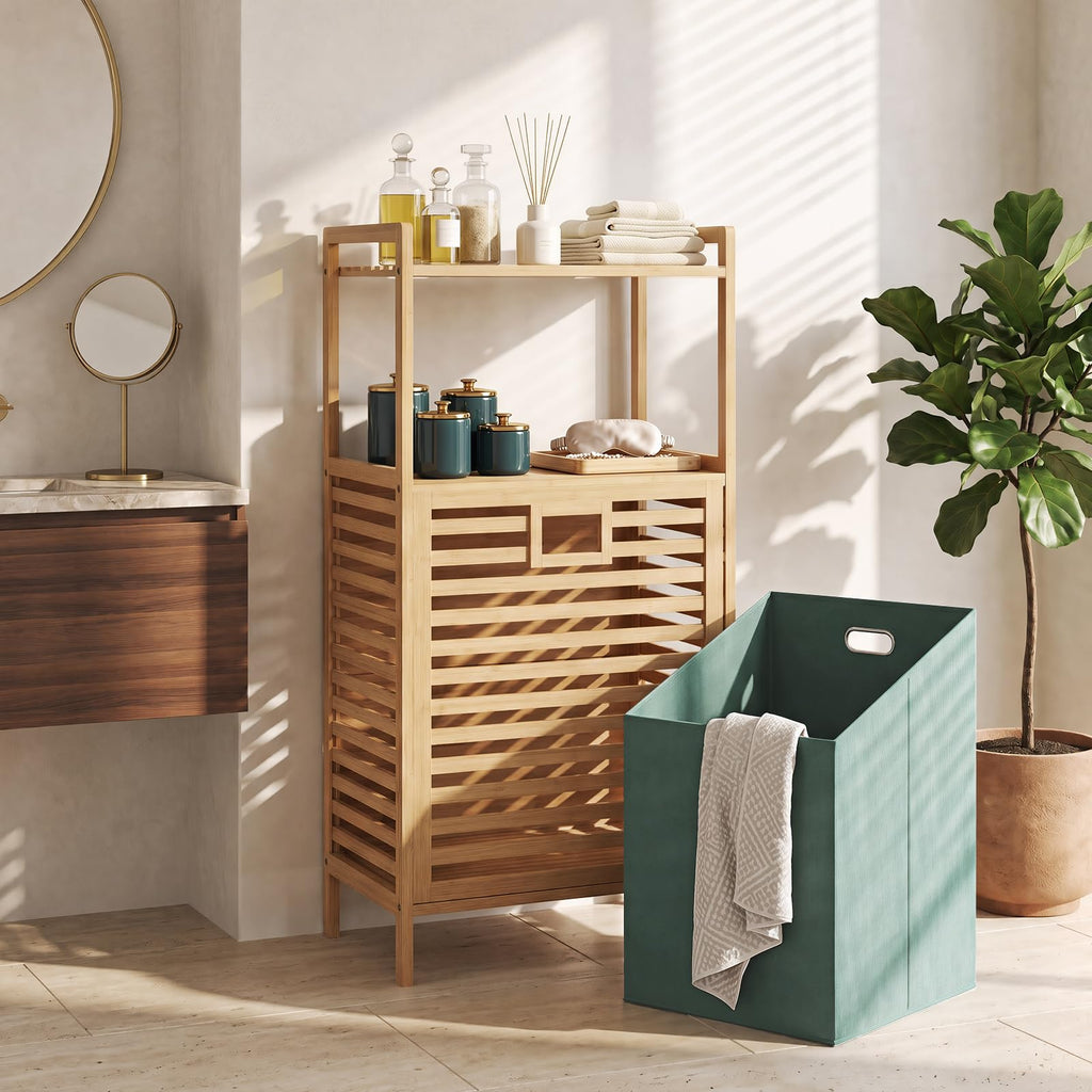 Bamboo Tilt-Out Laundry Hamper with Foldable & Removable Basket