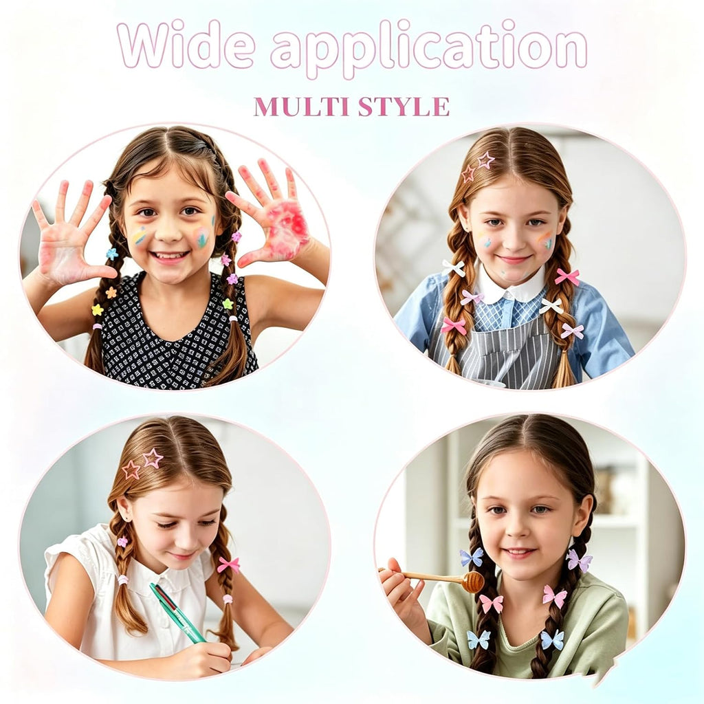 Soft Elastic Hair Ties,Colorful Hair Bobbles for Girls, Multicolor Hair Accessories Set with Hair Tail Tools & Cute