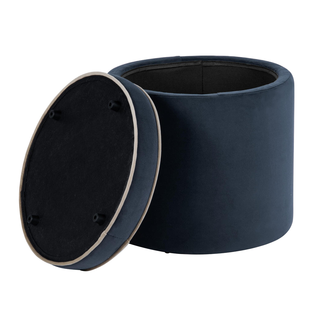 18" Velvet Storage Ottoman with Lift-Off Lid - Blue Velvet