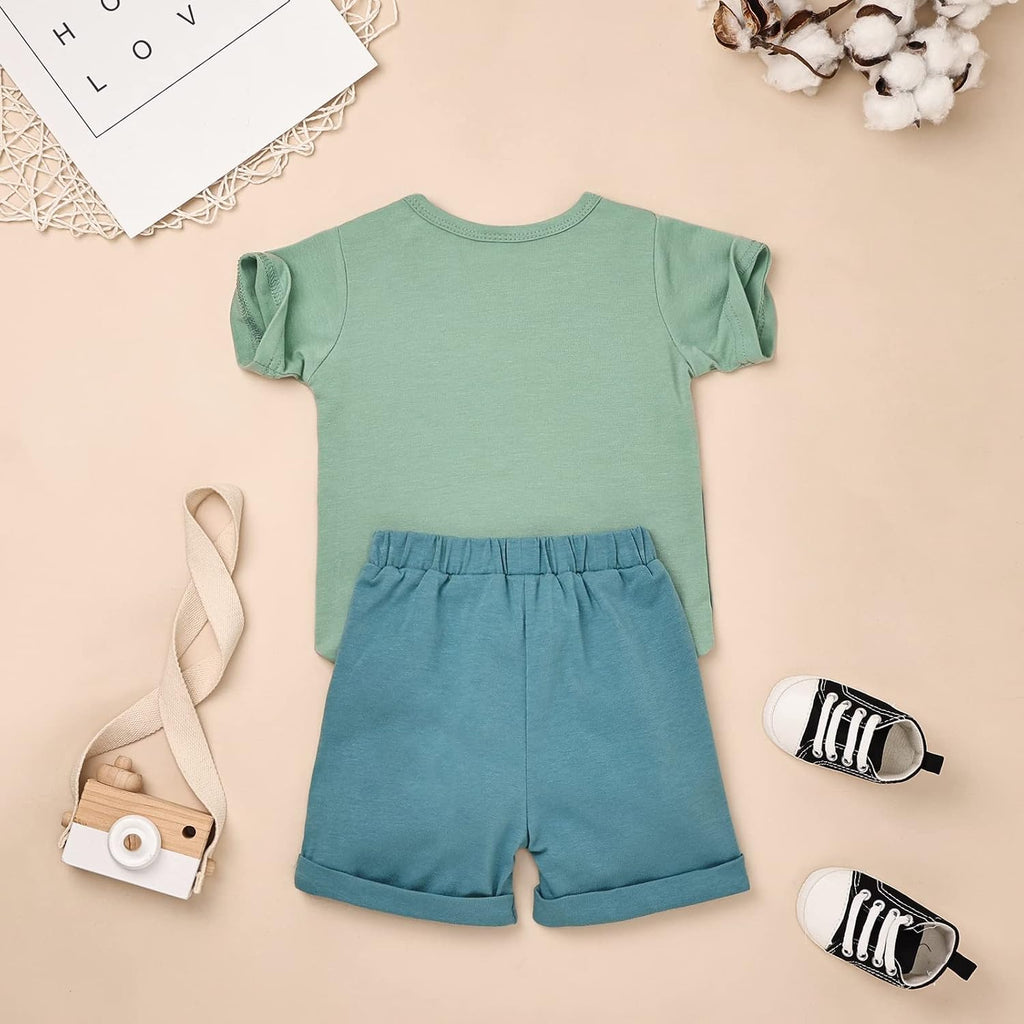 Toddler Boy Clothes Summer Patchwork T-Shirt Shorts 2Pc Set
