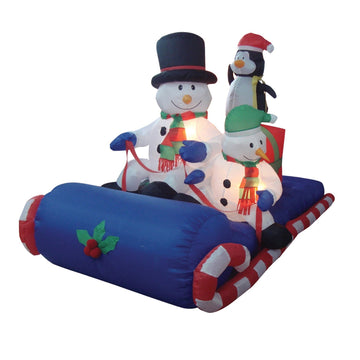 6 FT Lighted Christmas Inflatable Snowman with Penguin