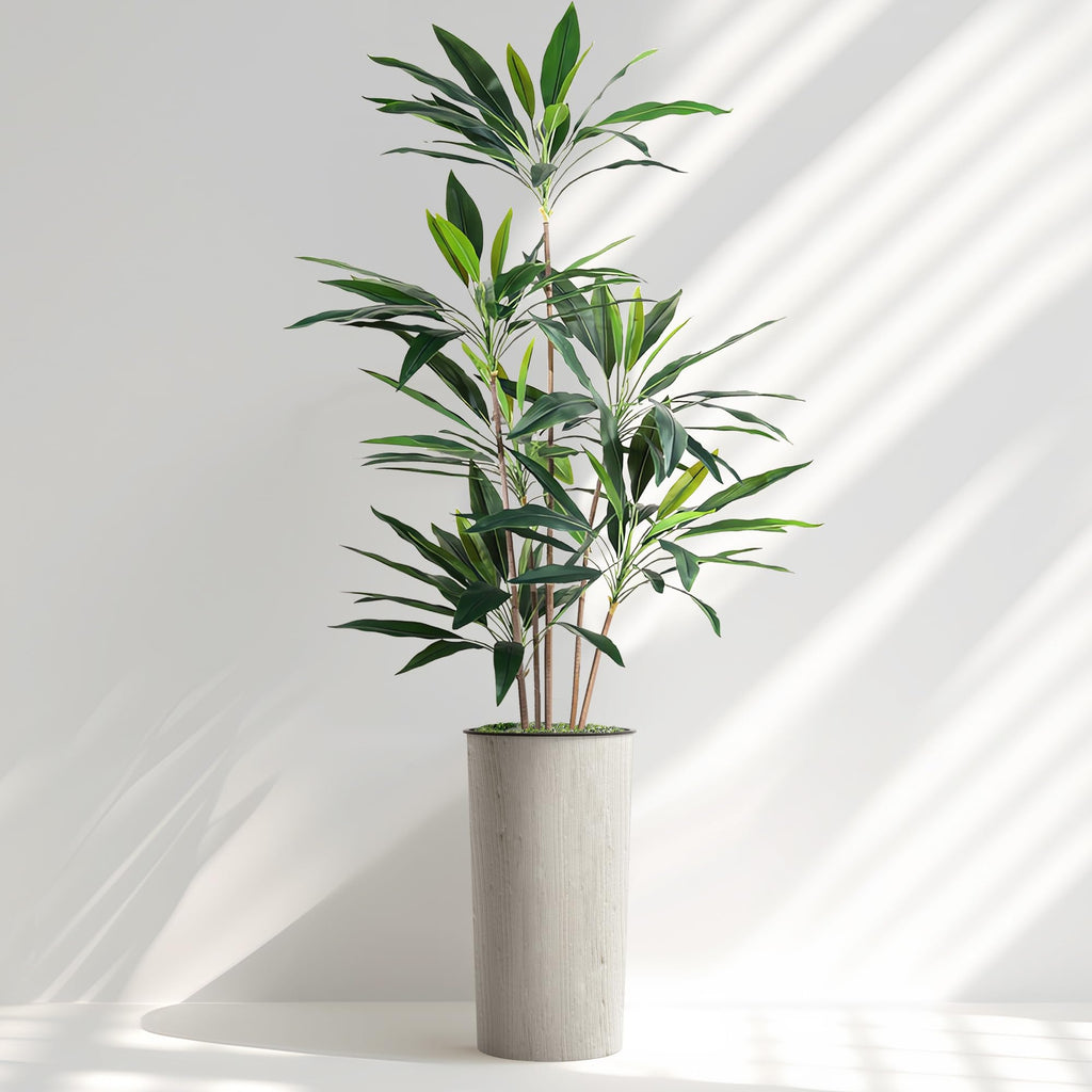 Artificial Tree in Modern Swirl Pattern Planter, Fake Dracaena Tree Silk Tree for Indoor and Outdoor Home Decoration