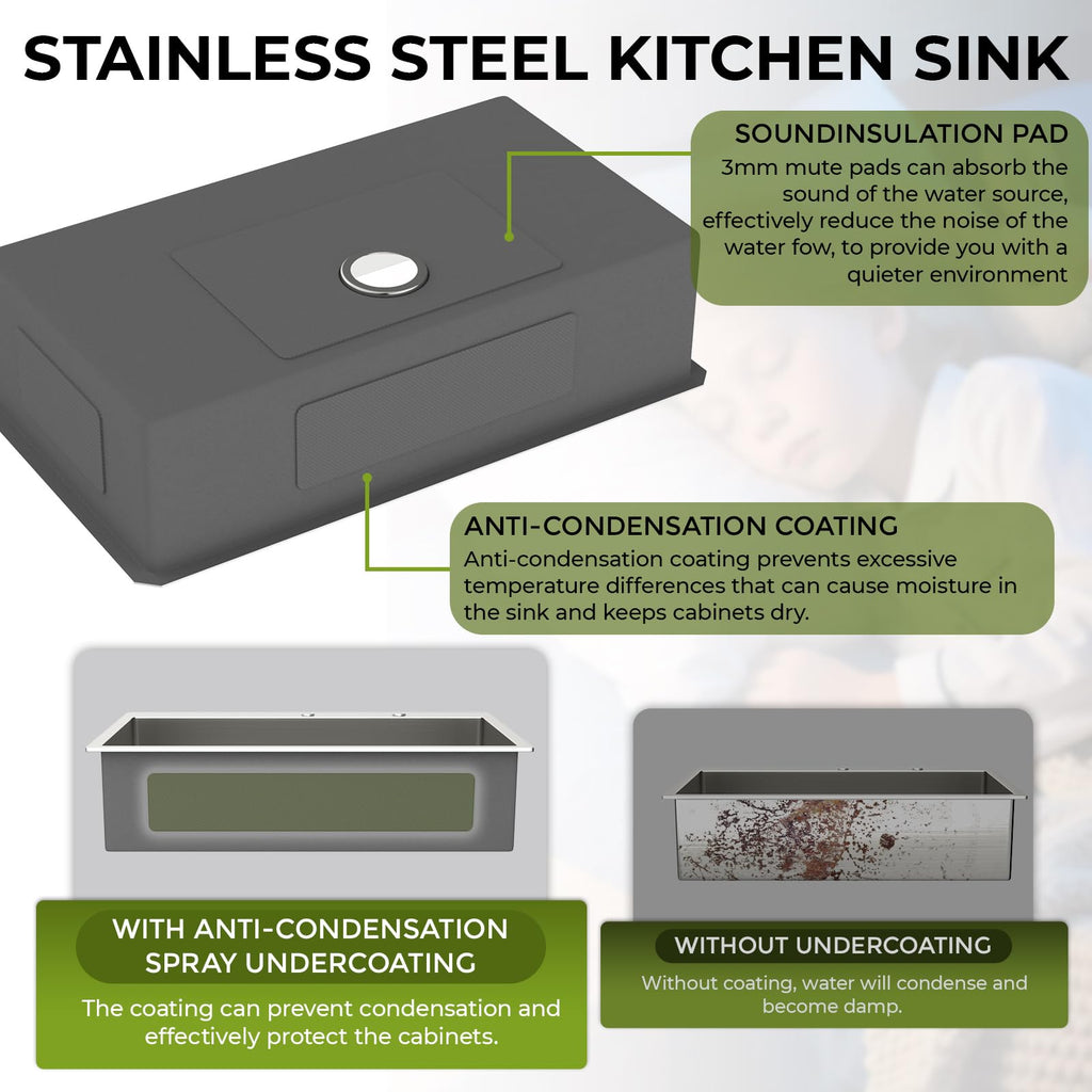 33 Undermount Stainless 33x19 Inch Sink Single Bowl