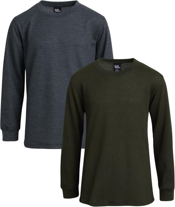 Boys 2 Pack Waffle Knit Long Sleeve Thermal Shirt