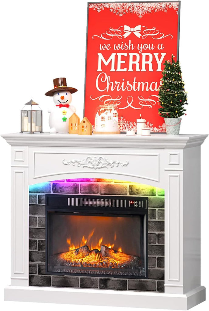 43'' Fireplace TV Stand for up to 55 inch TVs, Electric Fireplace with Mantel