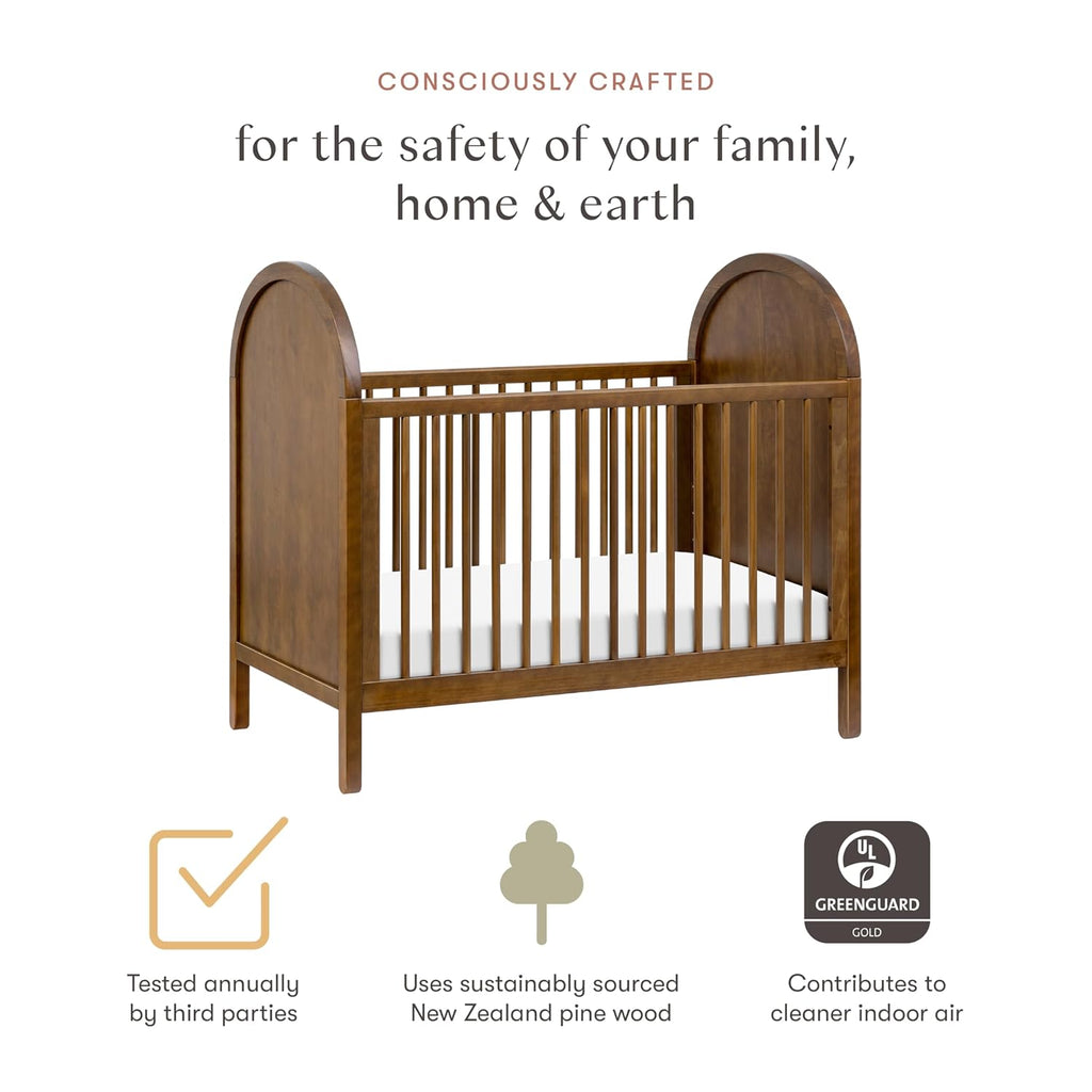 Bondi 3-in-1 Convertible Baby Crib in Natural Walnut | GREENGUARD Gold Certified, Converts to Toddler Bed & Daybed