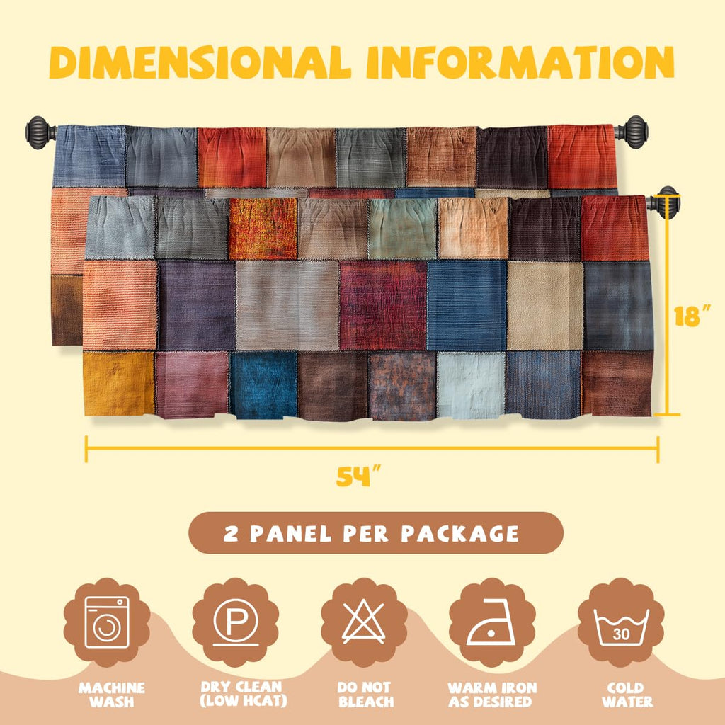 Patchwork Boho Valance Curtain for Windows 2 Pack Patchwork Colorful Vintage Bohemian Rod Pocket Decorative Window