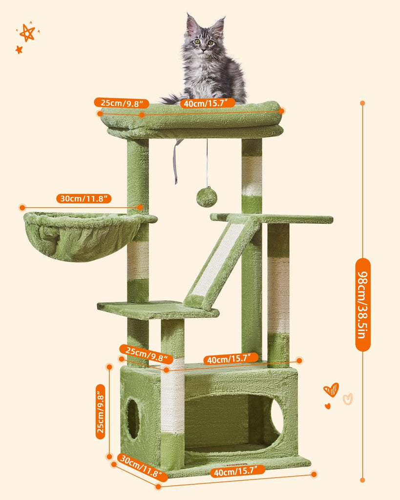 Cat Tree, 38.5In Cat Tower for Indoor Cats, Suitable for Kittens