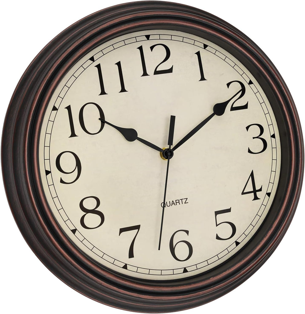 14 Inch Wall Clock Battery Operated Silent Non-Ticking Round Classic Vintage Retro Wall Clock Decorative for