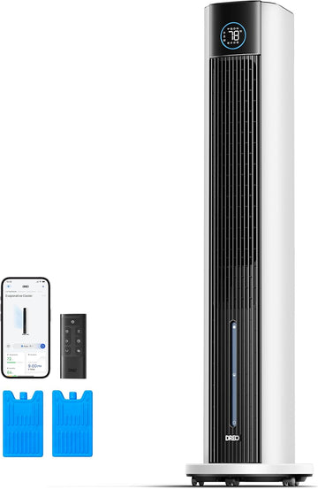 Evaporative Air Swamp Cooler, 43" Cooling Fans that Blow Cold Air 2026 Upgraded, 80° Oscillating Floor Fan