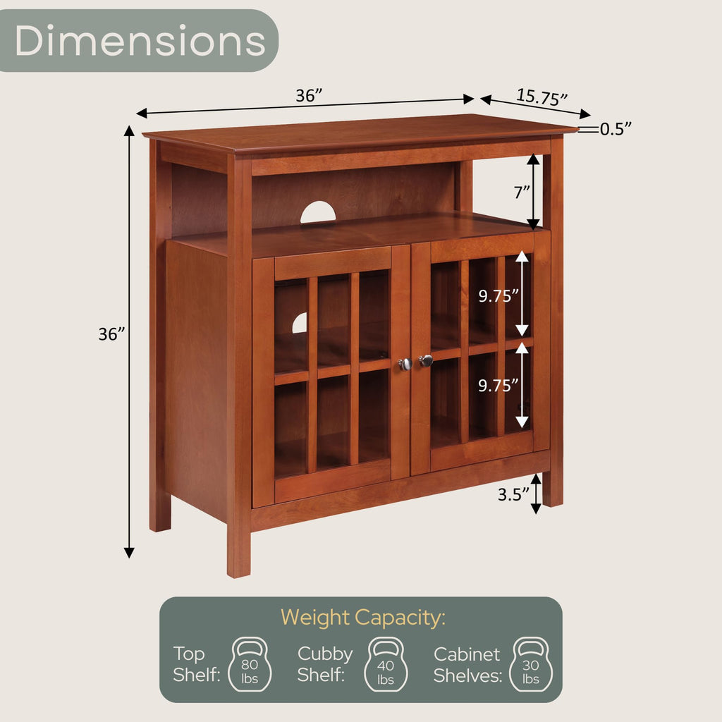 Big Sur Highboy TV Stand 36" - Modern Entertainment Center For TVs up to 40", Storage Cabinet for Dining, Living