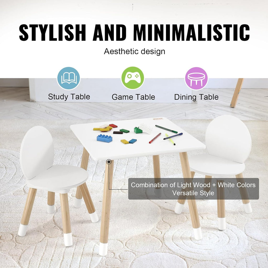 Kids Table and Chairs, Toddler Table and Chair Set, Children Wooden Multi-Activity Table for Play, Art, Craft