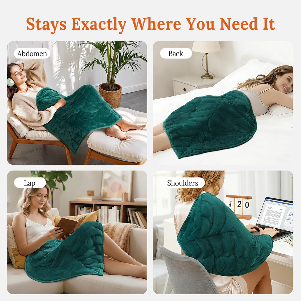 Weighted Heating Blanket 7 lbs, 26" x 35" Large Heated Pad, Green