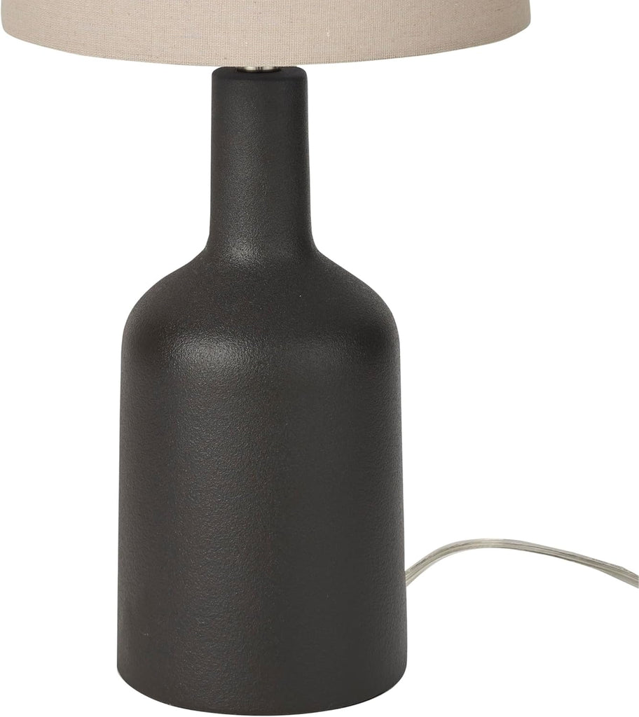 Home 22" Matte Black Ceramic Table Lamp with Oatmeal Shade for Modern, Transitional, Bedside Table, Living Room