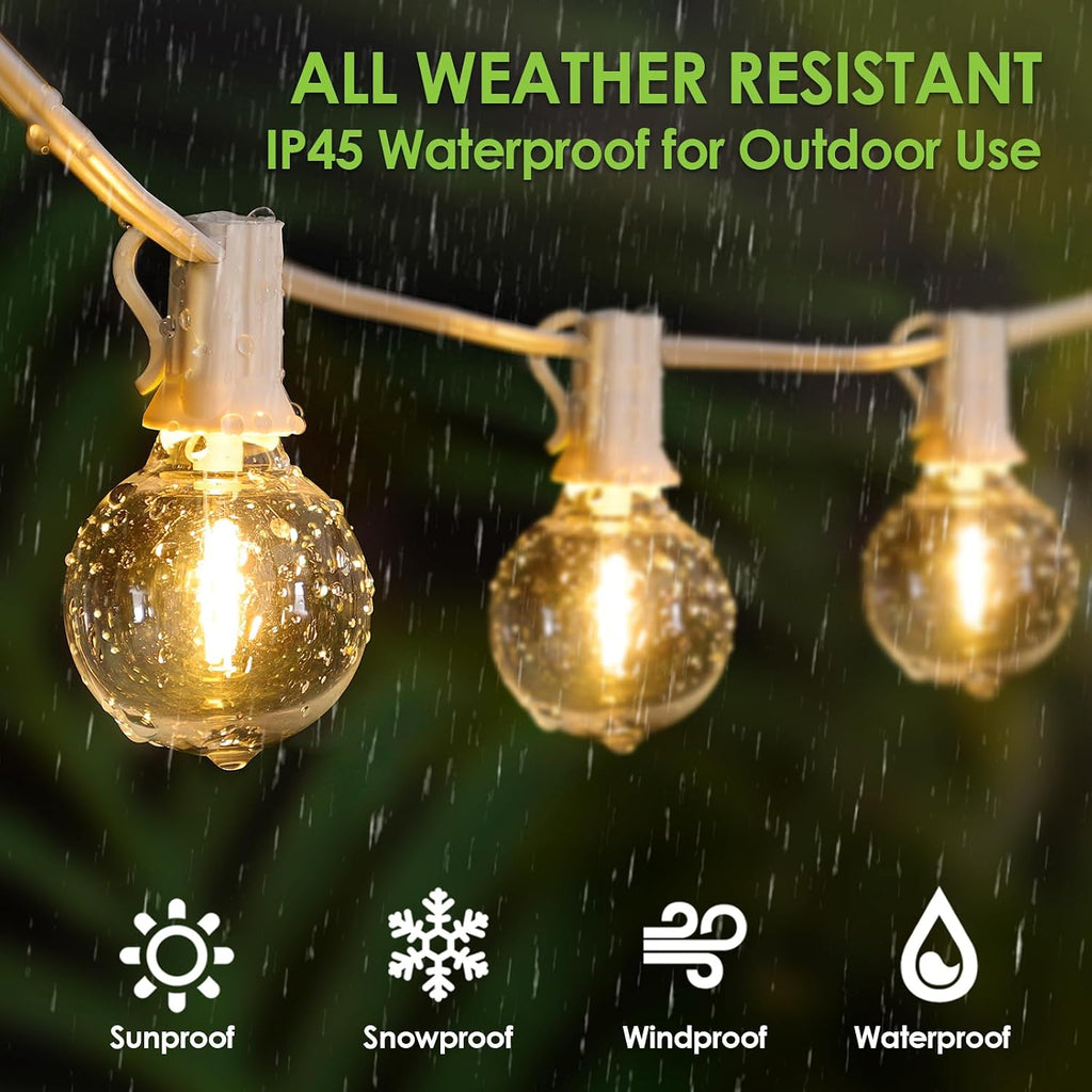 200Ft(2x100Ft) LED Outdoor String Lights, Dimmable G40 Globe Patio Lights with 100+5 2700K Waterproof Bulbs