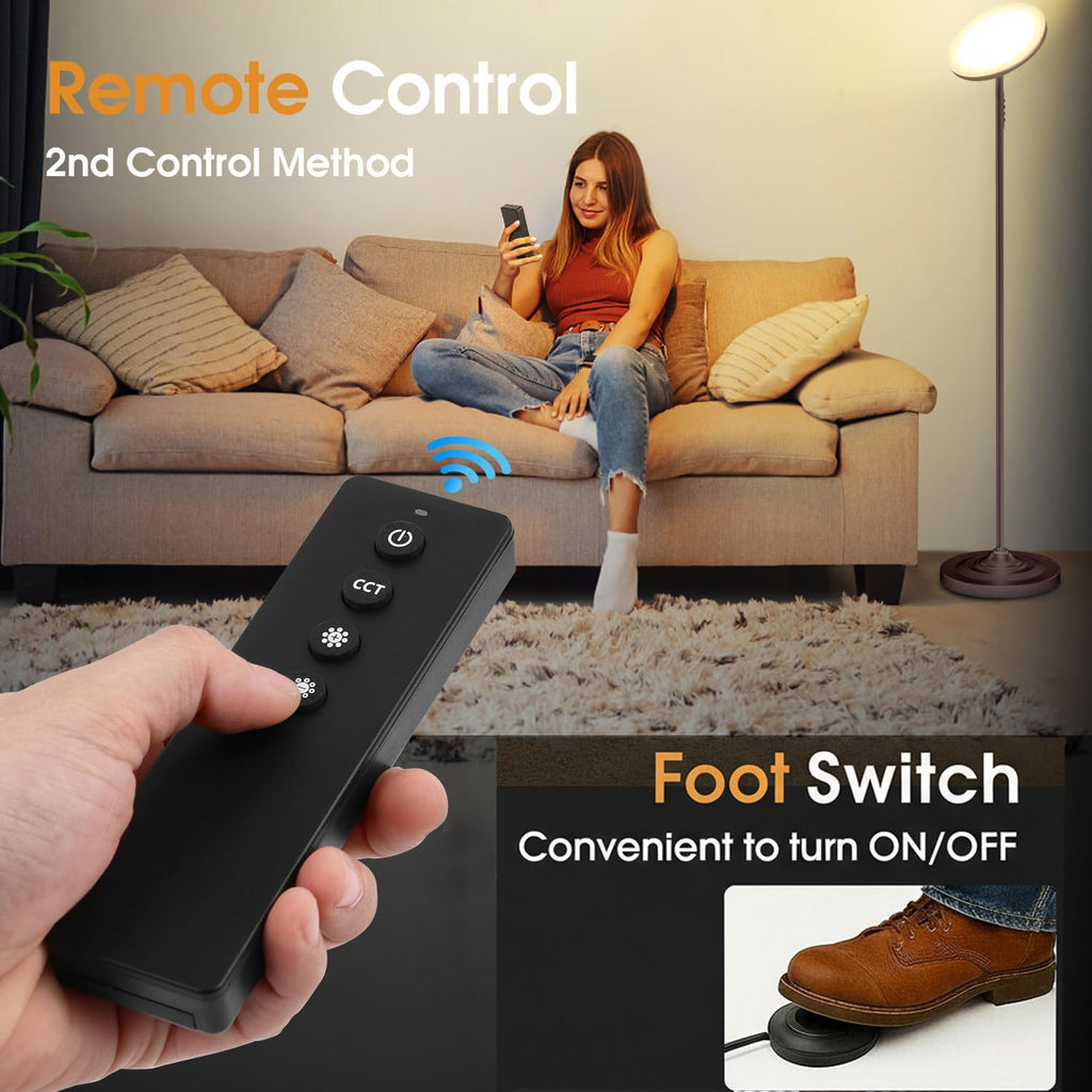 LED Torchiere Floor Lamp with Remote Control, Standing Lamp