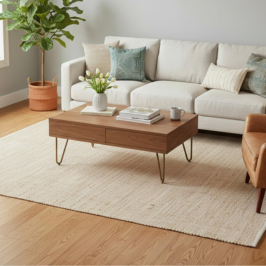 Jute Cotton Area Rug 9'x12' ft Large Rectangle Hand Woven Natural Farmhouse Rugs