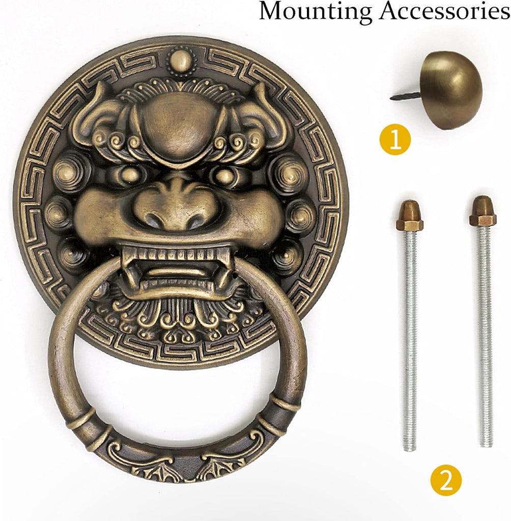Retro Lion Head Door Knocker, Bronze Thickened Door Handle