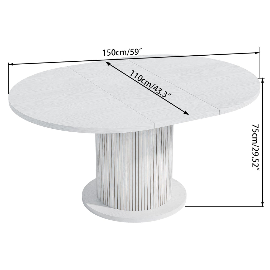 43.3 inch 59 inch Adjustable Size Round Dining Table for 4 6, Unique Design Modern Farmhouse Kitchen Table, Circle