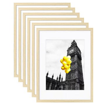 Picture Frame, Set of 6 12x16 Natural, Poster Frame with Plexiglass, Wall Mount, Ideal Gift for Any Occasion