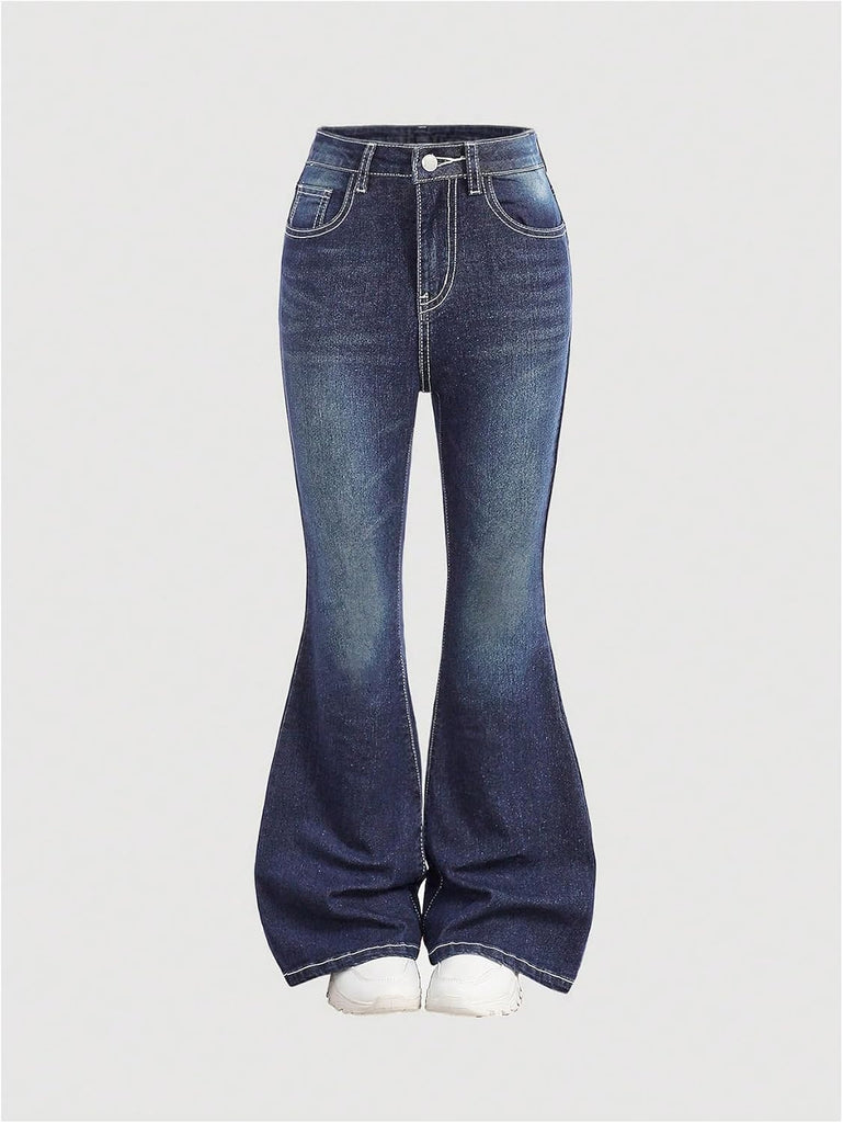 Girl's Y2K Flare Jeans Rhinestone Butterfly Denim Trousers