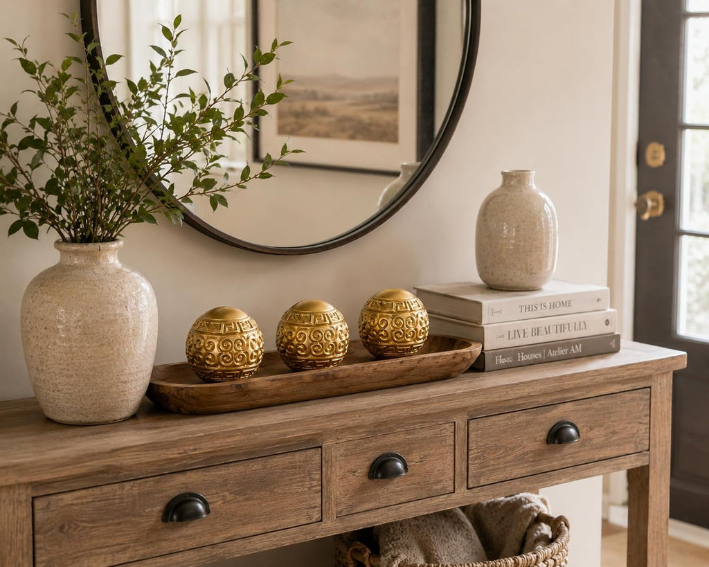3 inch Matte Golden Decorative Balls for Bowl Filler - Set of 3