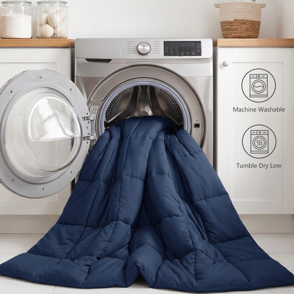 Oversized Comforter Set, 7-Piece Bed in a Bag, Navy Blue