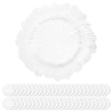 50 Pack White Charger Plates Bulk, 13" Reef Charger Plates