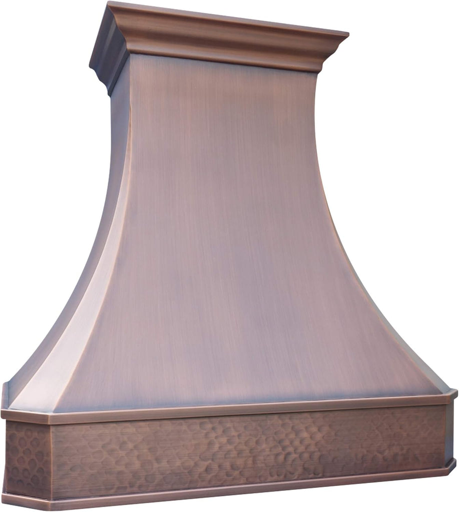 36 Inch Copper Range Hood Insert 4 Speed LED Lights, Baffle Filters