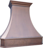 36 Inch Copper Range Hood Insert 4 Speed LED Lights, Baffle Filters