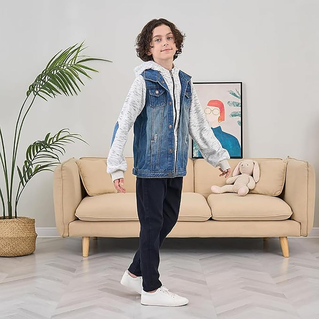 Kids Boys Girls Hooded Denim Jacket