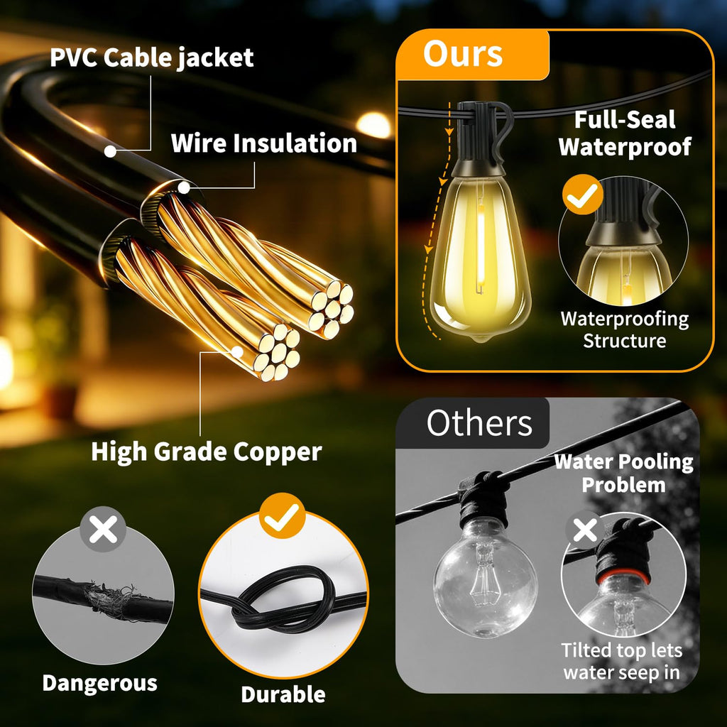 82FT Solar String Lights Outdoor, Waterproof, Dimmable Remote
