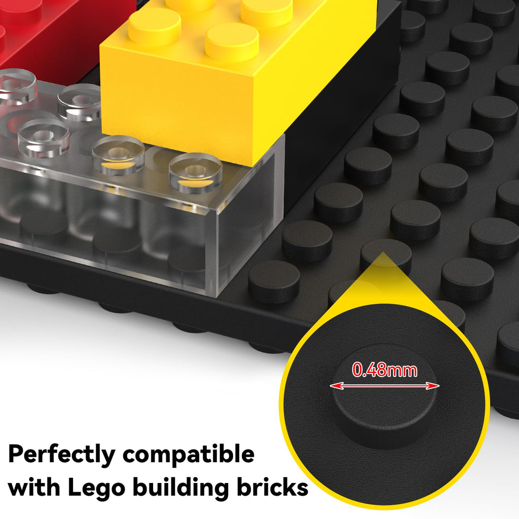 4-Pack Floating Shelves for Wall Compatible with Lego Bricks, Black