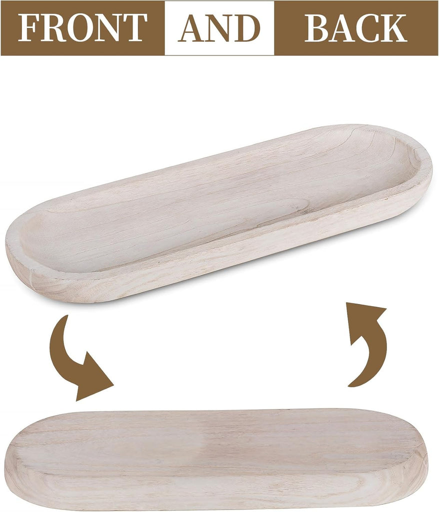 Decorative Bowl Large Wooden: 25.5" Extra Long Wood Dough Bowls for Entry Way Table - Farmhouse Coffee Table Decor