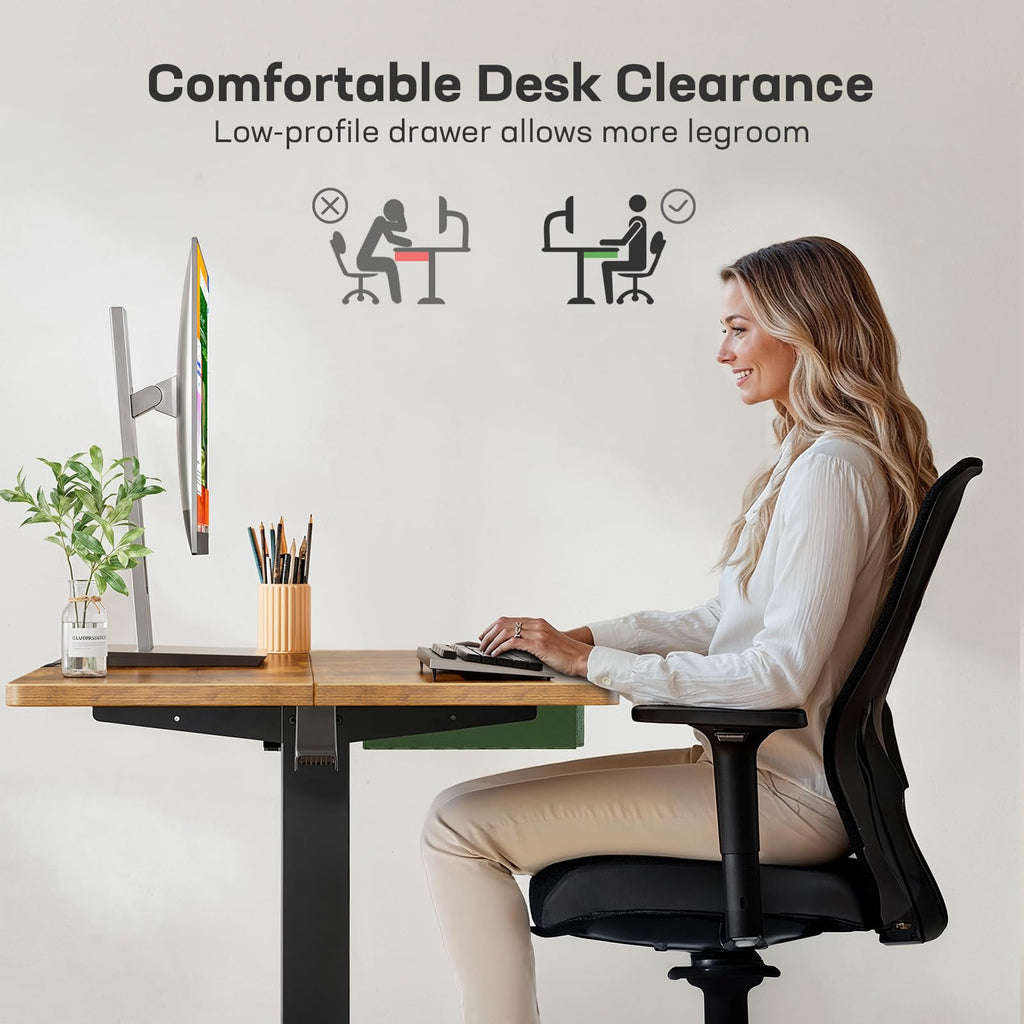 48x24 Electric Standing Desk with Drawer, Computer Desk, Sit Stand Office Table with Storage & Hooks & Cable