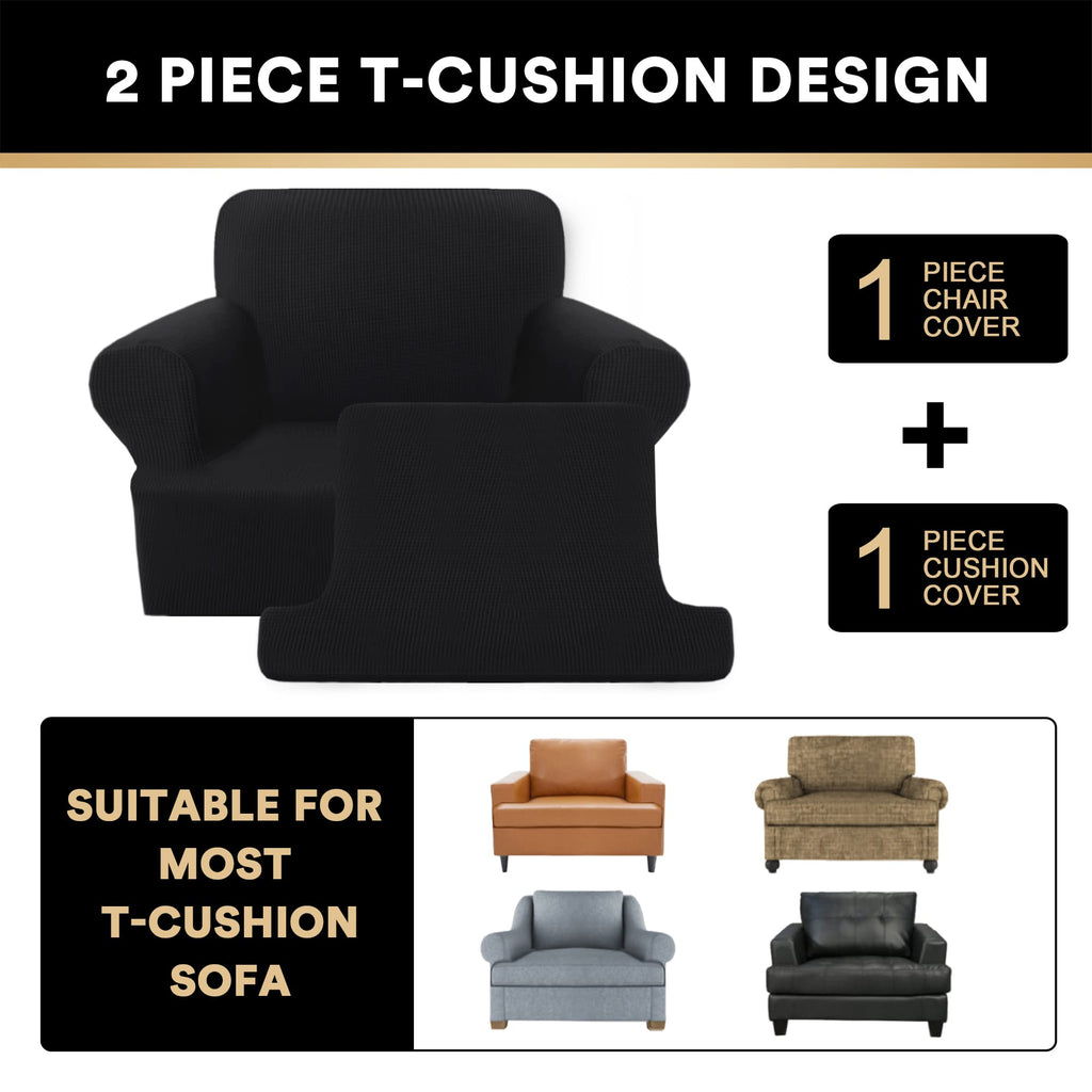 2 Pieces Armchair Slipcover Stretch Couch Covers for T Cushion Chair Slipcovers Soft Arm Chiar Cover Furniture Covers